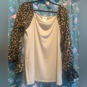 BiBi Cream Asymmetrical Blouse with Long Sleeves